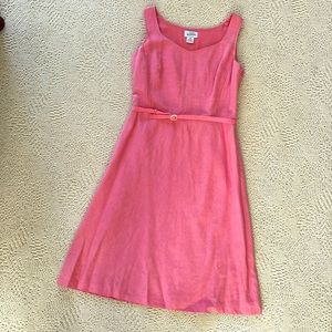 Anne Taylor LOFT petite pink midi dress with belt
